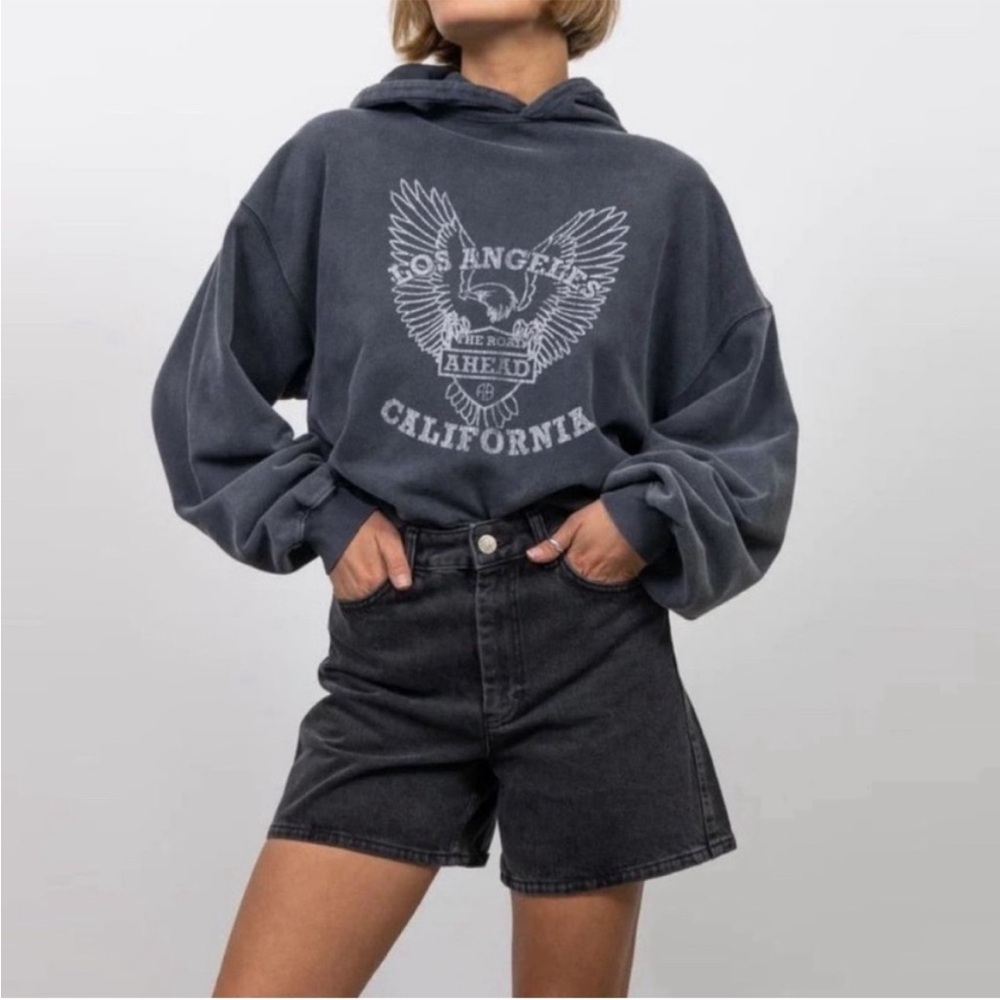 Anine Bing Charcoal Graphic Hoodie